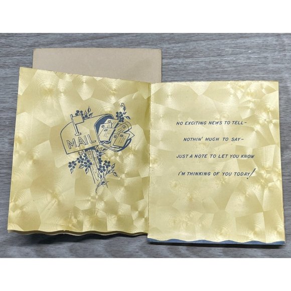 Greeting Card Thinking of You Diecut Anthropomorphic Bear Writing Letter Ink - Picture 3 of 7